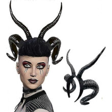 Devil Horns Headband, Black Antlers Gothic Steampunk Demon Horns Headband for Halloween Fancy Dress Costume Photo Props