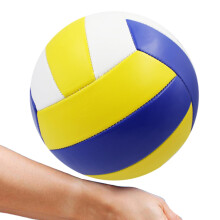 Soft Volleyball Size 5 For Games, PVC Volleyball With Rubber Lining, Leakproof Blue Yellow White For School Beach Gym