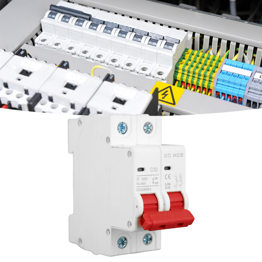 Dc Miniature Circuit Breaker 2P 32A Din Rail Mount, 6000A, Dc1000v 3031356184660