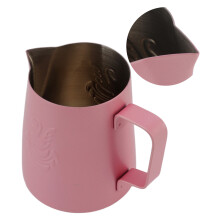 304er Edelstahl Milchschaumkännchen 420 ml 11,5 9,5 cm Pink