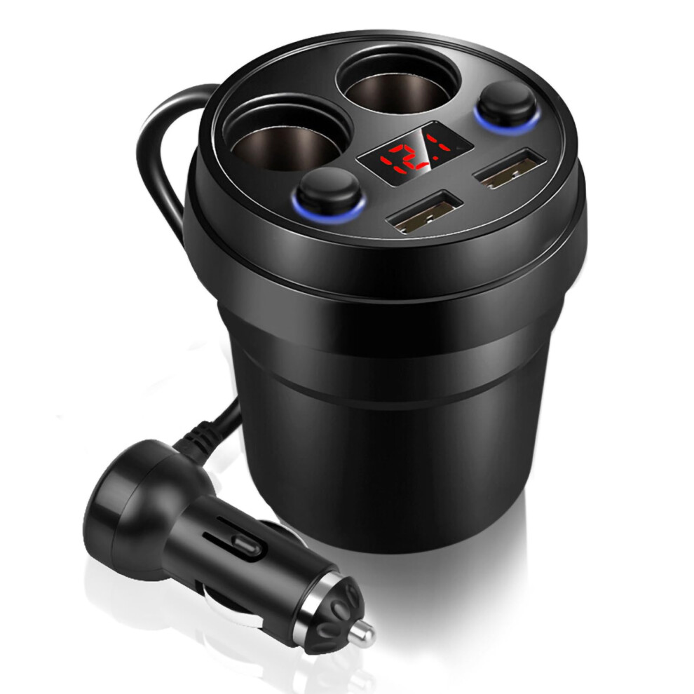 Dual Usb Car Charger Dc5v 120W Cup Holder Car Charger With Dual Cigarette Lighter Ports For Phone Tablet Pc 9393856652921