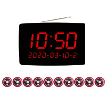Wireless Pager Waiter Calling System Paging Button with LED Display for Restaurant Cafe Bar Customer Service EU Plug