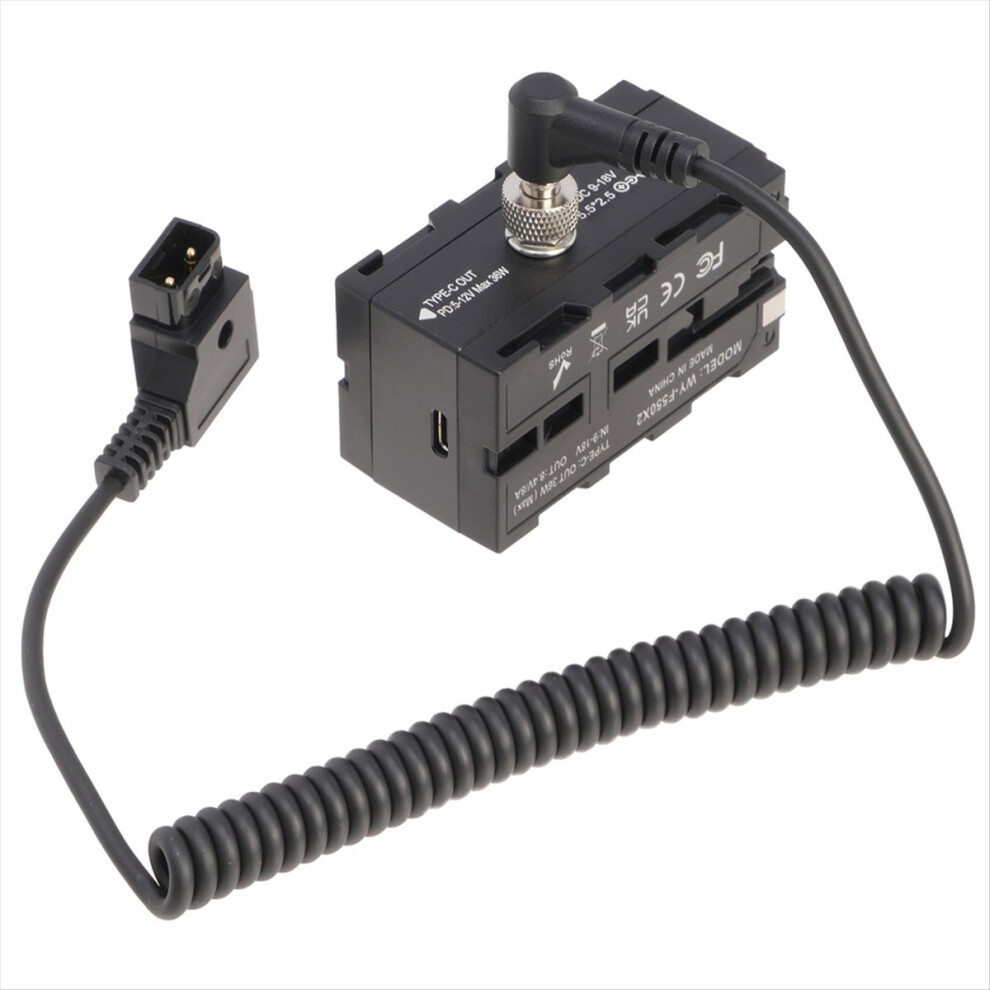 D-Tap Connector To Dc 5.5 X 2.5Mm Expandable Cable With Dual-Sided Np-F Dummy Battery Adapter For Camera Monitor 4853677894269