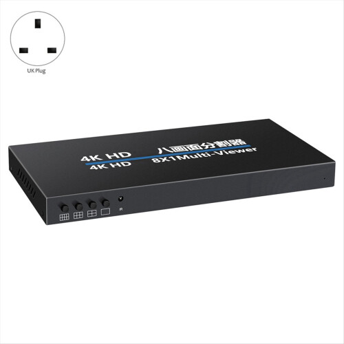 4K -Compatible 8X1 Quad Multi-Viewer Screen Divider Seamless Switching Multi-Screen Display Video Splitter UK Plug 2