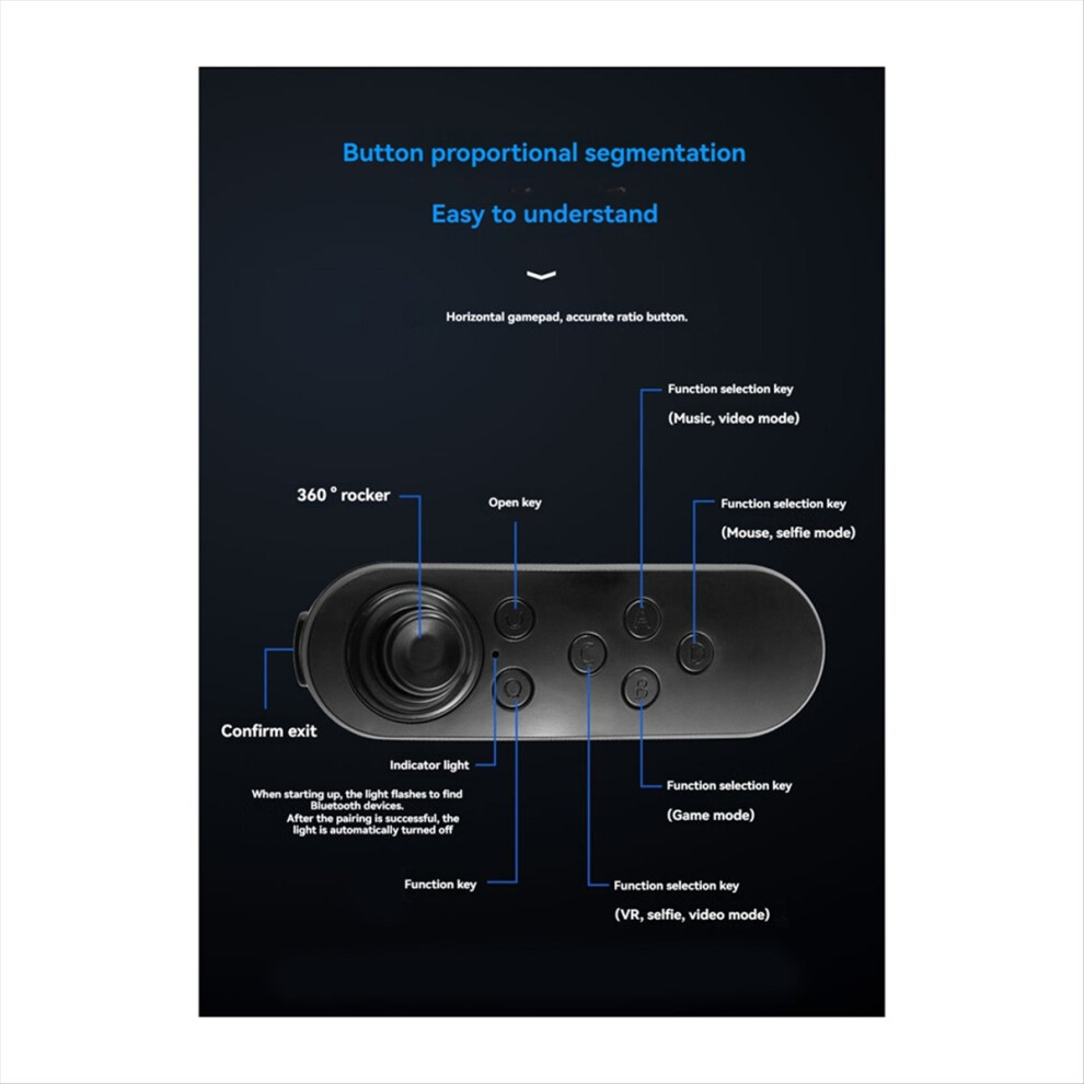 Bluetooth Wireless Vr Remote Game Controller Joystick Gamepad Somatosensory Control Black 4853677814236