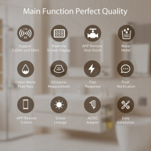 Tuya WiFi Smart Water Valve Flow Rate and Meter Shut On/Off Remote Control Real Time Display EU Plug