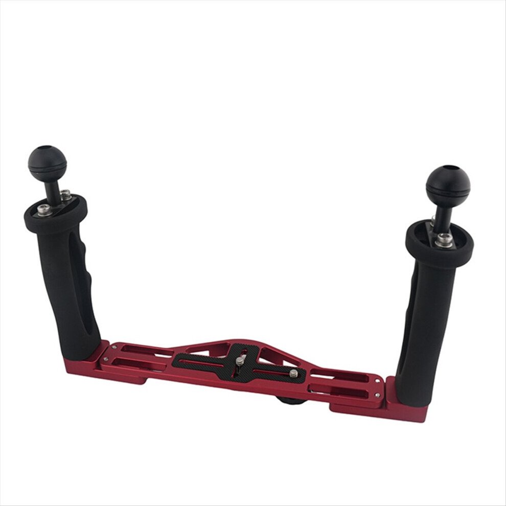 Underwater Camera Tray Stabilizer Dual Handle Rig, Housing Bracket For Photography & Black/Red 4853677833749