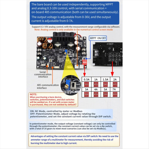 XY3607F CNC DC Step-Up and Step-Down Power Supply Adjustable Regulated Stabilized Voltage 7A/252W 2