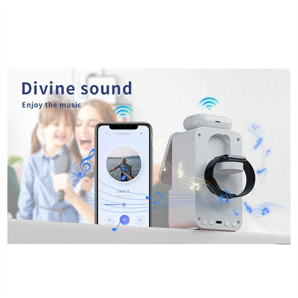15W 5 In 1 Charger Magnetic Night Lights Bluetooth Speaker For Fast Charging Dock Station White 4853677871482