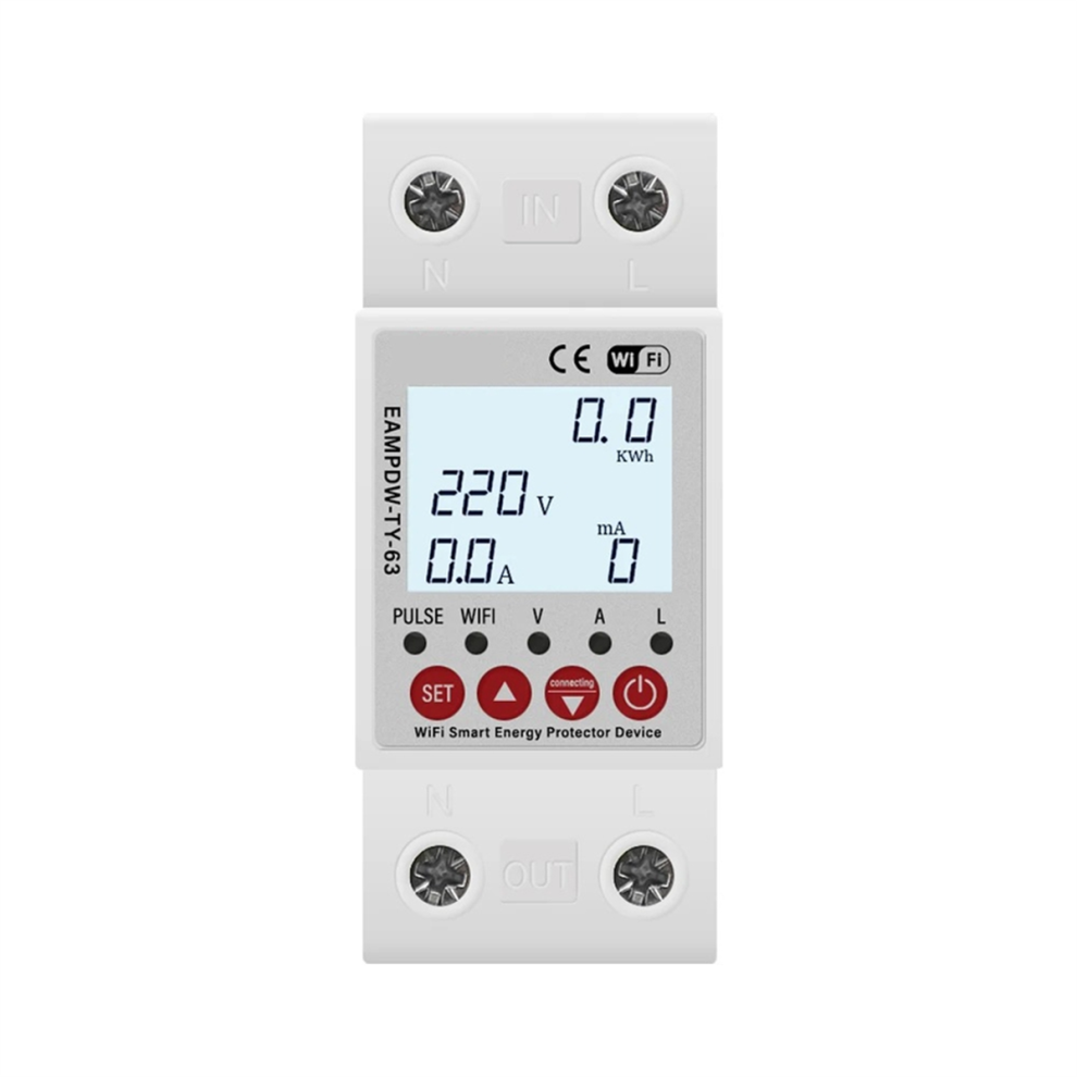 2P 63A Tuya Wifi Smart Protector Relay Device Switch Breaker Earth Leakage Over Under Voltage Energy Power Kwh Meter 4853677868109