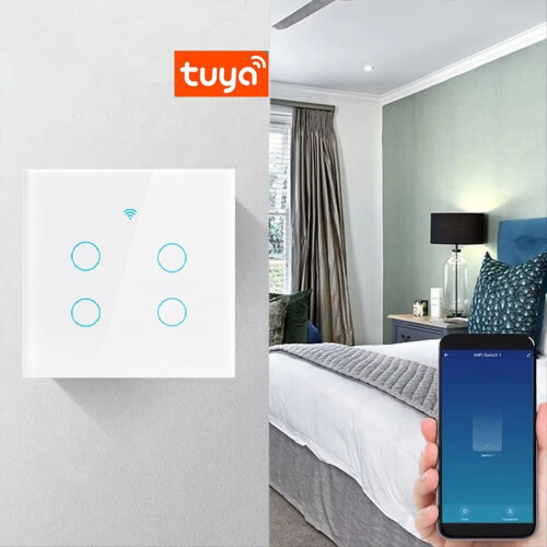 WiFi Smart Switch EU Neutral Wire /No Touch Light Works with Home 4 Gang 2