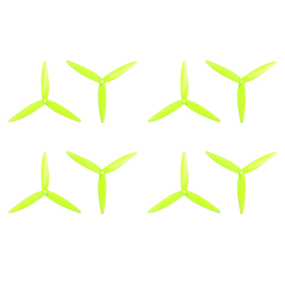 Jehiatek 4 Pairs 7040 7X4x3 3-Blade Pc Propeller Cw+Ccw For Rc Fpv Freestyle 7Inch Long Range Drones Diy Parts Fluorescent Yellow