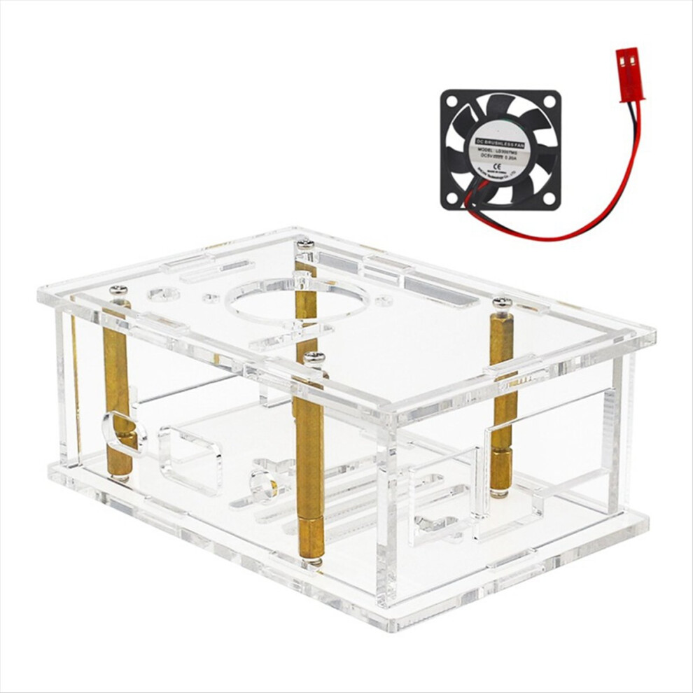 For 4A Case Acrylic Enclosure Transparent Shell With Heatsinks Fan 4853713495016