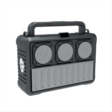 Solar Wireless Bluetooth Speaker Protable FM Radio Speakers Outdoor with Flashlight Silver