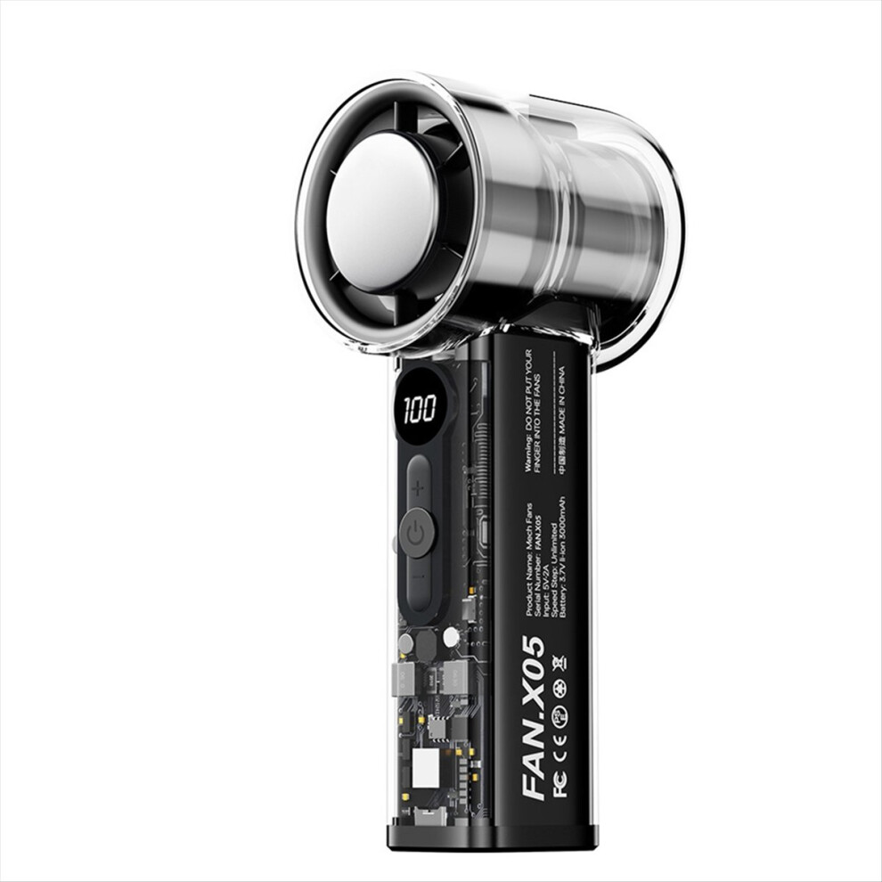 Mini Turbo Fan AI High Speed Handheld Cooling 100 Levels Adjustable Digital Display for Travel/Work/Home/Outdoor A-image-OPC-PMGCTBJ-NEW