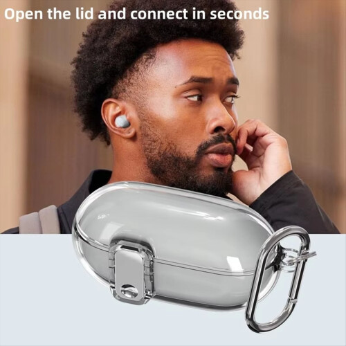 Lock Buckle Case for Solo Buds Transparent Electroplated Button Protection Soft Cover,B 2