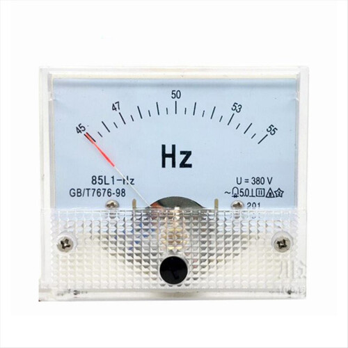 85L1-HZ Square Pointer Type AC 380V Analog Panel Frequency Meter Tester Gauge Indicator 45-55Hz 65x65mm