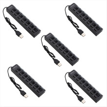 Usb Hub Extender 7 Port Black and White with Switch Light Docking Station 5 Pieces