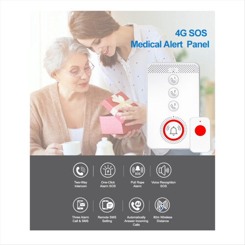 Emergency Alarm System 4G 433MHZ SOS Two-Way Intercom Call One-Button Rescue Host for Elderly Help EU Plug 2