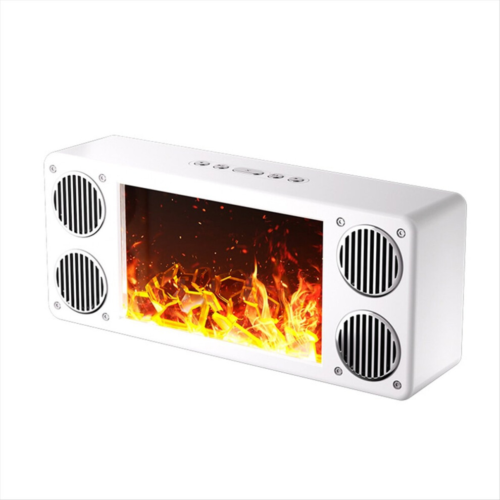 Panoramic 360 Stereo Surround Bluetooth Speaker With Flame Fireplace Effect Hifi Subwoofer Support Tf Usb Aux Play 4853713479344