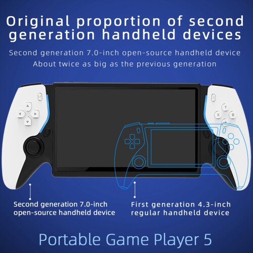 HC8000 7inch Screen Retro Handheld Game Console 64G 15000 Games Open Source Player Support 30+ Emulators Black 2