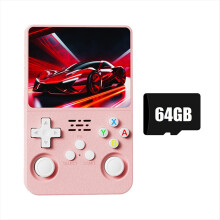 K36S R36S Retro Game Console 64GB 3.5 Inch IPS Screen Linux WIFI Portable Pocket Player for Kids Gift Pink