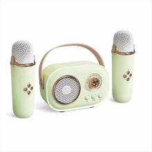 Karaoke Portable Wireless Bluetooth Speaker with Microphone Machine Radio FM Mini Sound Box Music Small Column Mp3 Green
