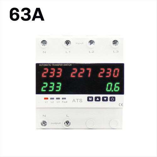 Over Under Voltage Protector ATS Automatic Transfer Switch Phase Uninterrupted Power over Current Limiter 63A 2