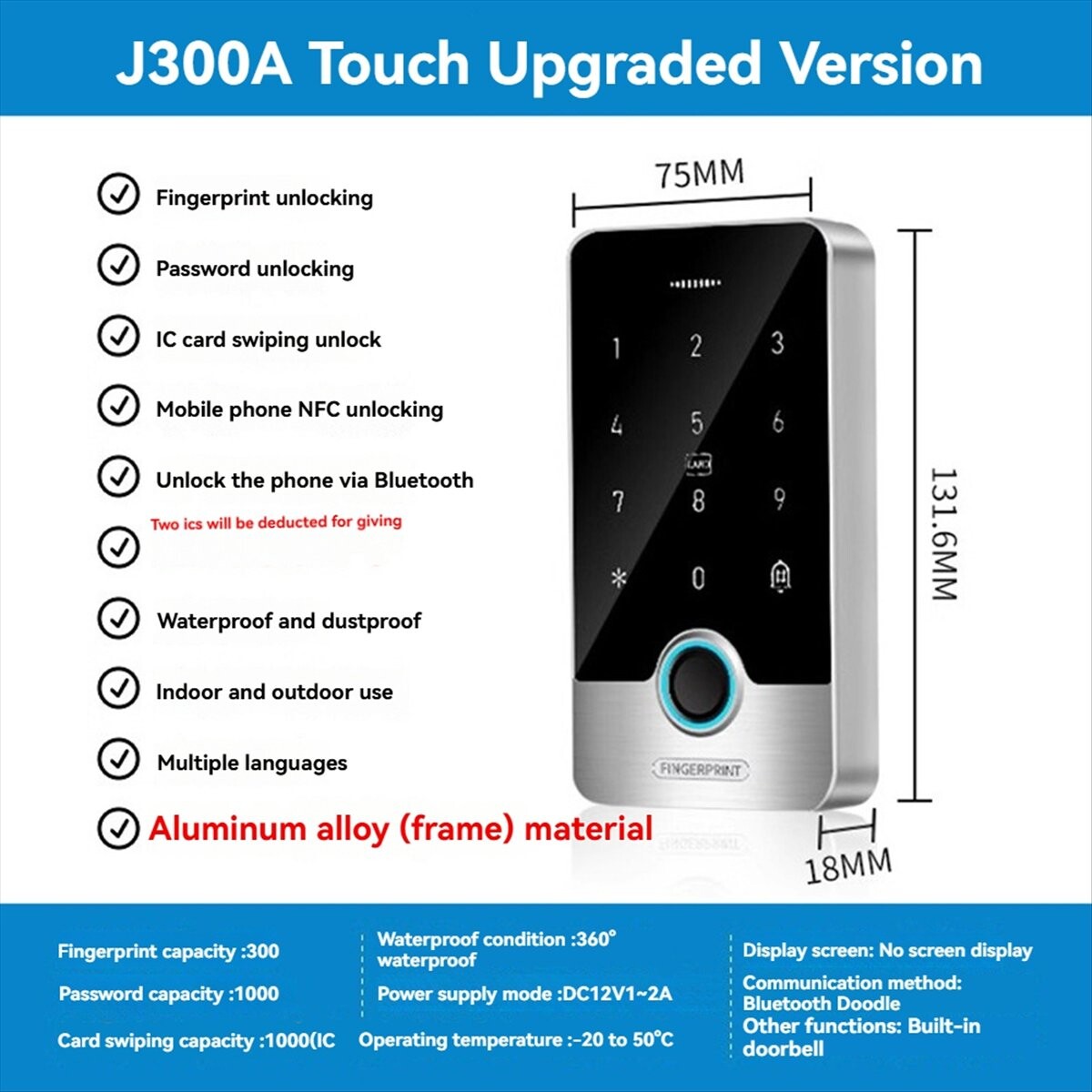 NFC Tuya Access Control Fingerprint Keypad 125K RFID 13.56M IC ...