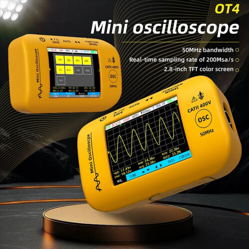 OT4 Handheld Mini Digital Oscilloscope Multi-Function 2-in-1 Signal Generator 200MSa/S 50MHz Bandwidth 2