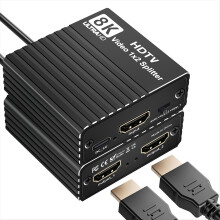 Ultra HD 8K HDTV 1 to 2 Splitter -Compatible 2.1 60hz/4K 120hz/1080P 240hz with EDID for PC Laptop Conputer