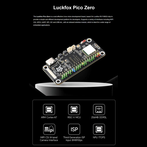 Zero Linux Micro-Development Board, Based on RV1106G3 Chip, 1 TOPS, 8GB EMMC, with Wireless 2