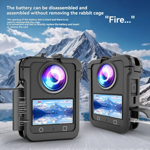 For 360 Cage Protective Frame Action Camera Mounting Shell with Cold Shoe 1/4inch Threads Expansion 2