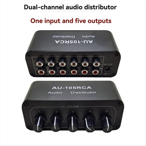 5CH Audio Distributor Stereo Mixer 1 Input 5 Output Splitter for Power Amplifier Active EU PLUG 2