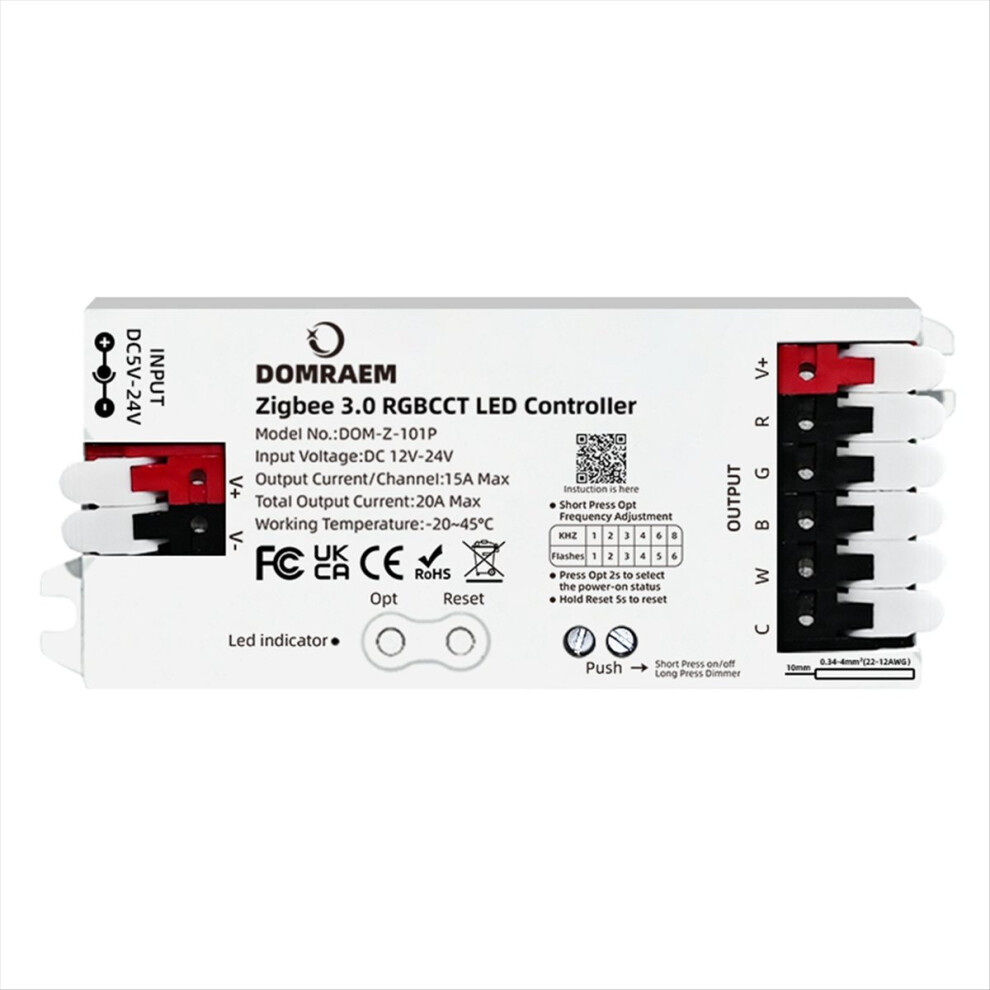 Zigbee3.0 5 In 1 Led Strip Controller Dimmer Cct Rgb Rgbw Rgbcct Compatible With Huxe Plus 20A 4851887957385