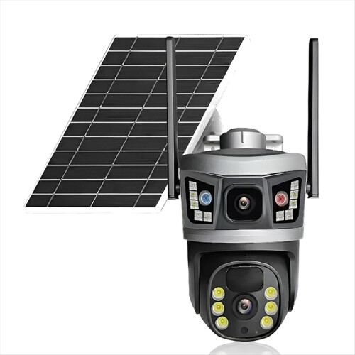 6MP V380Pro Dual Lens Solar Power 4G IP Dome Camera Full Color AI ...