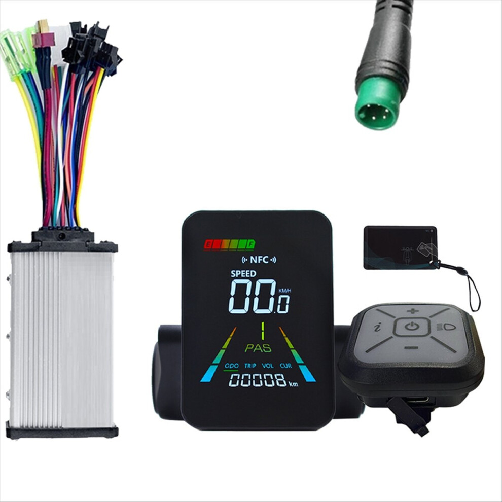 E-Bike Nfc Lcd Display Electric Scooter Color Speedometer 24V/36V/48V/60V Uart+36V/48V 350W Controller 5Pin Black 4853776807603