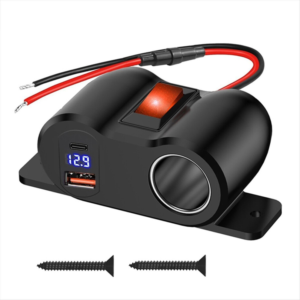 12V Qc3.0 & Pd3.0 Outlet Lighter Socket Splitter With Voltmeter Usb Car Charger Power Adapter For Marine Truck 4853776808525