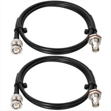BNC Cable - 2PCS 50 Ohm RG58 Male to Female Coax Bulkhead 3FT Extension for CB Radio/VHF Ham Radio