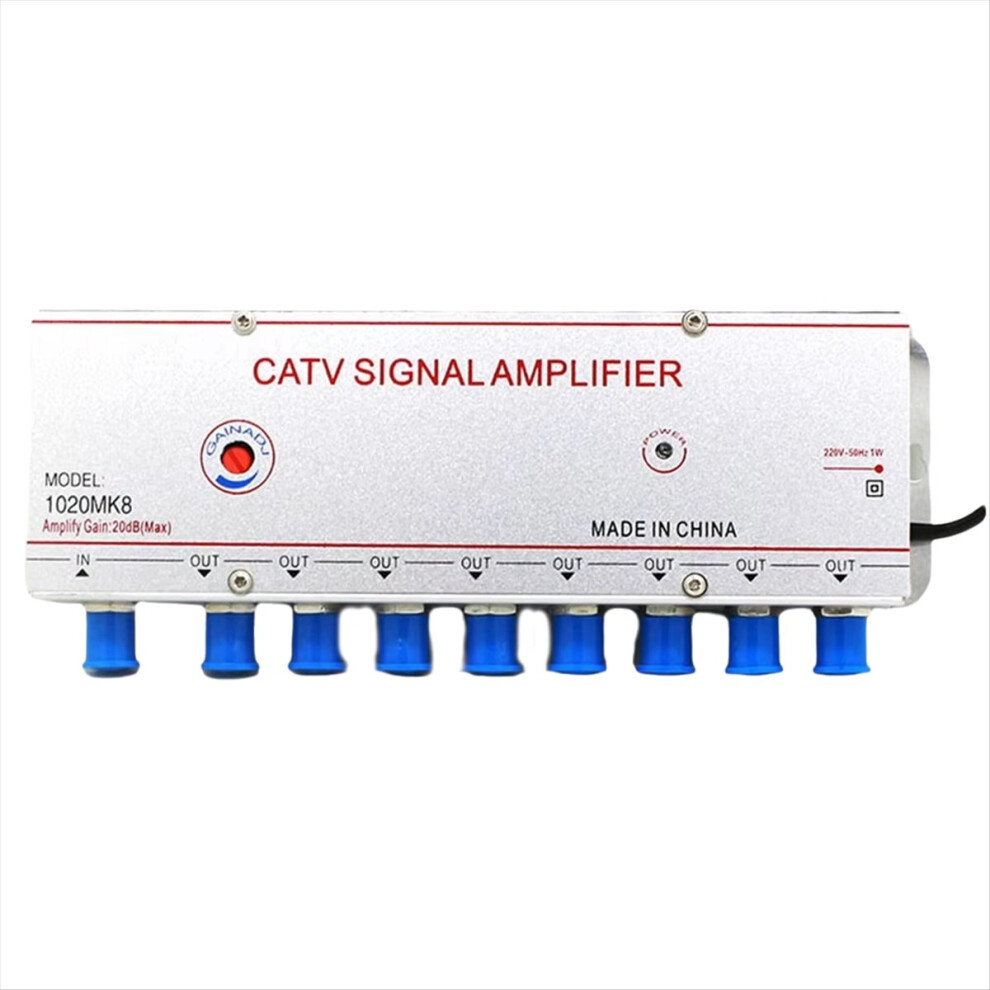 1020Mk8 Catv Signal Amplifier 1In8 Out 20Db Cable Tv Splitter Digital Antenna Booster Eu Plug 4853776822279