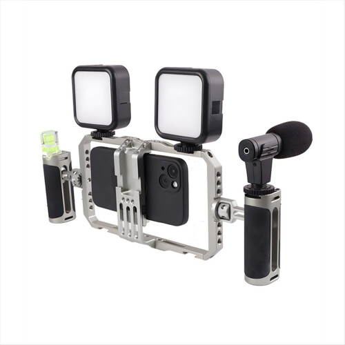 Mobile Phone Handheld Stabiliser, with an Extendable Microphone, Fill Light and Protective Frame 2