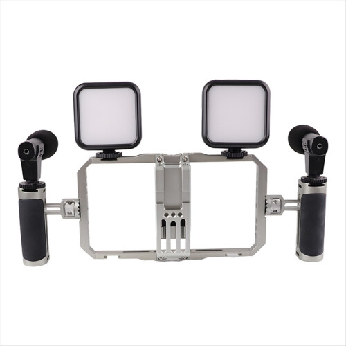 Mobile Phone Handheld Stabiliser, with an Extendable Microphone, Fill Light and Protective Frame 1