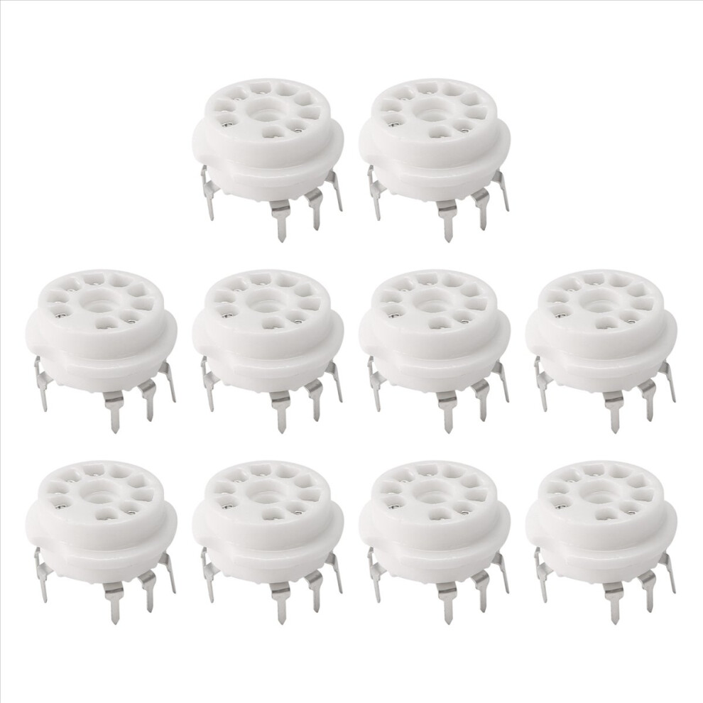 10Pcs Pcb 9Pin Ceramic B9a Vacuum Tube Socket Audio Hifi Diy Amps For 12Ax7 12Au7 12At7 Ecc81 Ecc82 Ecc83 -Plated Silver Jehiatek