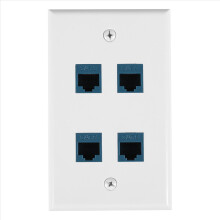 Ethernet Wall Plate 4 Port Female-Female Compatible with for Cat7/6/6E/5/5E Devices -Blue