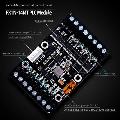 FX1N-14MT PLC Industrial Control Board+Case Module Analog Input / Output with Guide Rail Delay Relay 2