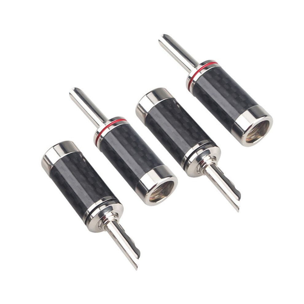 4Pcs Banana Plugs Hifi Diy Carbon Fiber Electrical Audio Speaker Cable Connector Plug Black 4853776879051