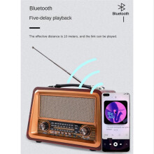 Portable Wooden Retro Radio Wireless Bluetooth Speakers HIFI Stereo AM/FM Player USB TF AUX MP3,Mahogany Color
