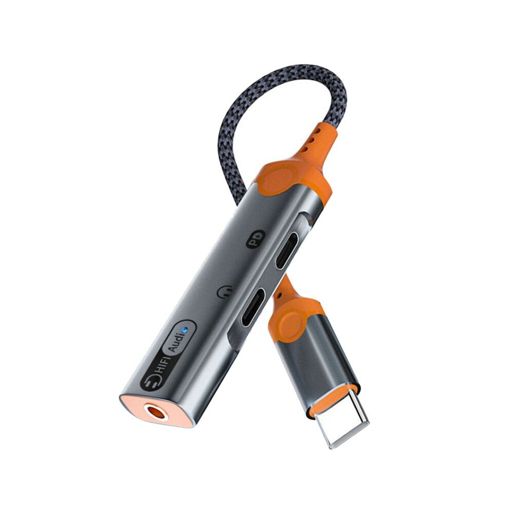 3 In 1 Headphone Jack Adapter Pd60w Fast Charging Splitter Type C To 3.5Mm Audio Dual Earphone Converter-A 4853776883508