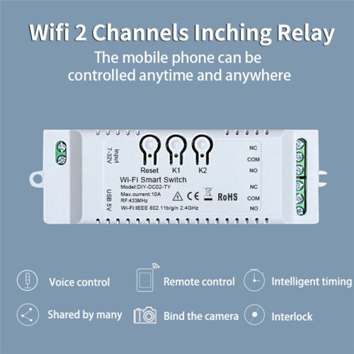 2CH Tuya WiFi Smart Switch DIY Timer 85-265V 5V 2.4G Home Automation Module for IFTT