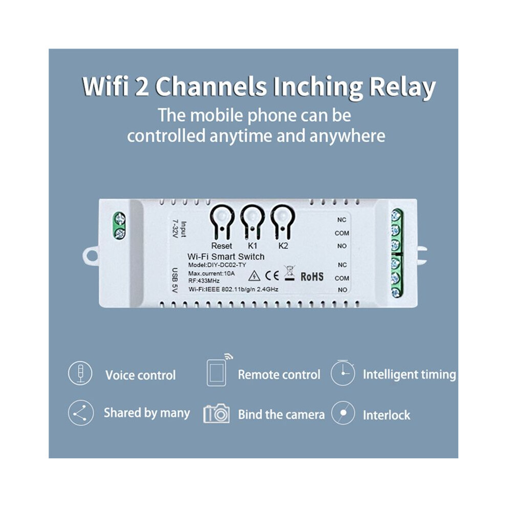 Photos - Other for Computer Jehiatek 2CH Tuya WiFi Smart Switch DIY Timer 85-265V 5V 2.4G Home Automation Module for IFTT 